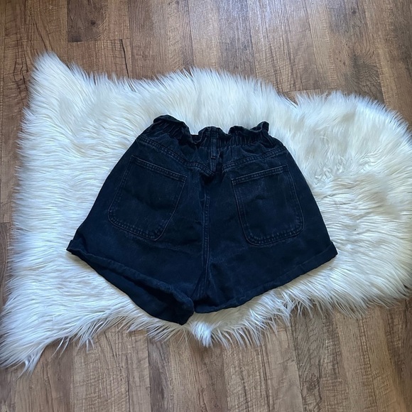 PRINCESS POLLY Open Road Denim Paper Bag Shorts In Washed Black - Picture 5 of 5